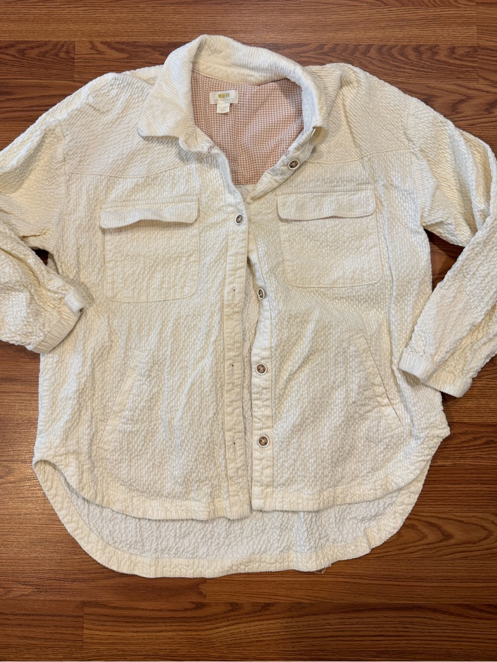 Maeve Anthropologie Corduroy Shacket Jacket XL Ivory Cream Oversized